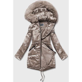 Béžová dámská bunda s kapucí pro přechodné období (B8091-12)