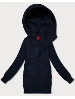 Tmavě modrá dámská mikina s kapucí z různých materiálů Goodlookin (AMG-175)