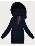 Tmavě modrá dámská mikina s kapucí z různých materiálů model 21787468 - LHD