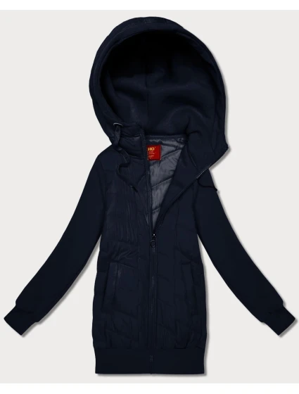 Tmavě modrá dámská mikina s kapucí z různých materiálů model 21787468 - LHD