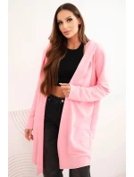 Dámská bavlněná bunda s kapucí a prodlouženým předním dílem světle růžová Dámská bavlněná bunda s kapucí a prodlouženým předním dílem světle růžová