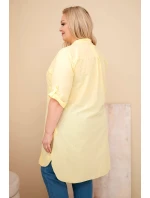 Dámská Plus Size s a ohrnutým rukávem žlutá model 21959160 - K-Fashion