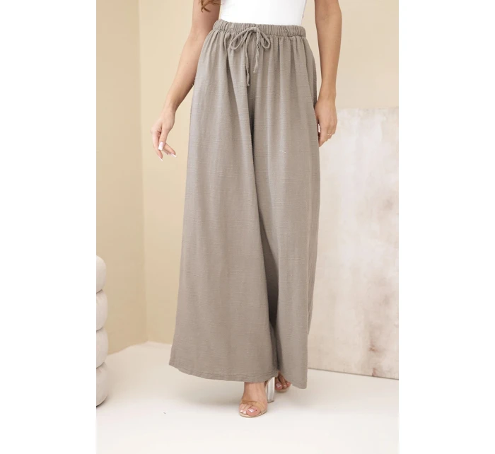 Dámské široké bavlněné kalhoty s gumou v pase fango Dámské široké bavlněné kalhoty s gumou v pase fango
