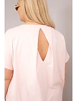 Dámská plus size bavlněná halenka s krátkým rukávem bonbónově růžová Dámská plus size bavlněná halenka s krátkým rukávem bonbónově růžová