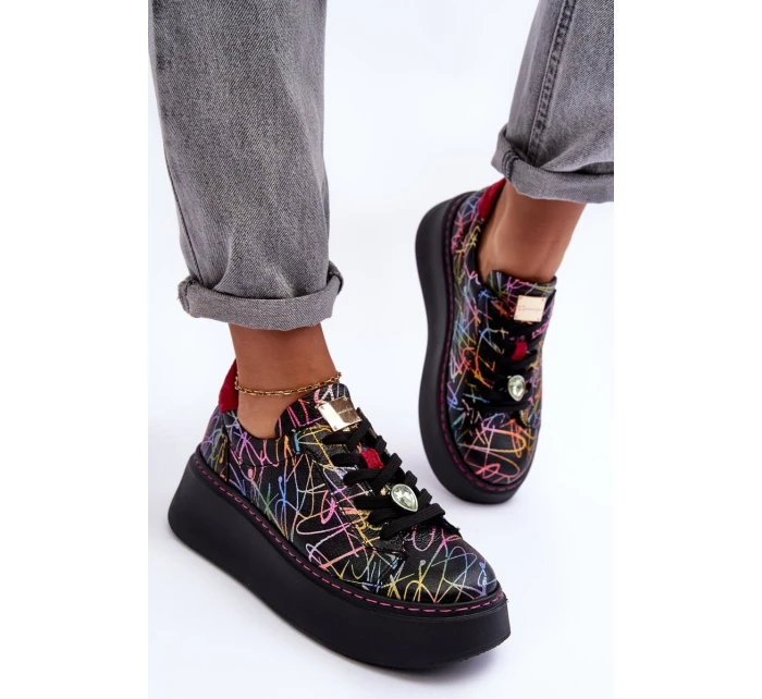 Kožené sportovní boty na platformě Maciejka 06191-39 Multikolor