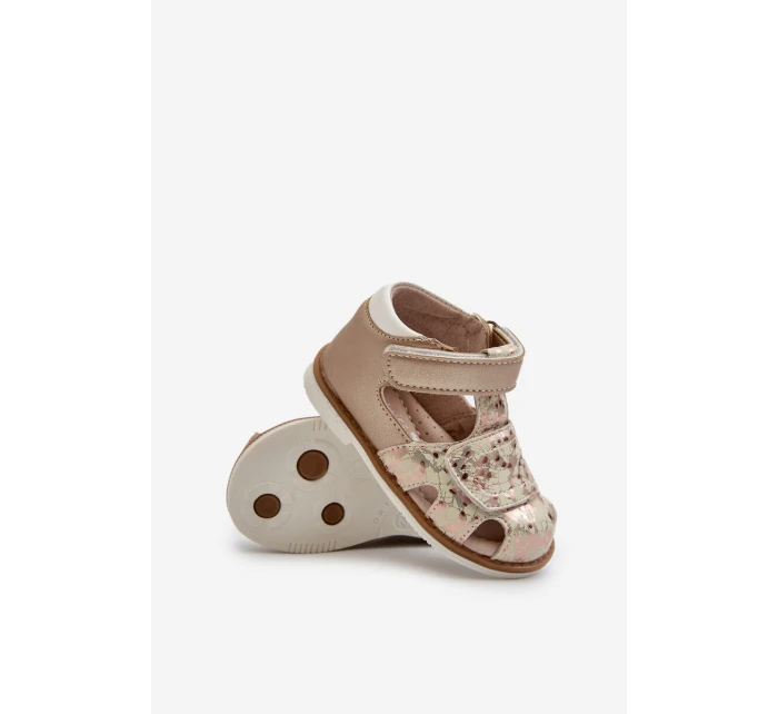 Dětské Vzorované Sandálky Na Suchý Zip Zlaté Maellita