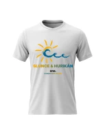 Pánské bavlněné tričko s potiskem - SLUNCE & HURIKÁN - bílé Pánské bavlněné tričko s potiskem - SLUNCE & HURIKÁN - bílé