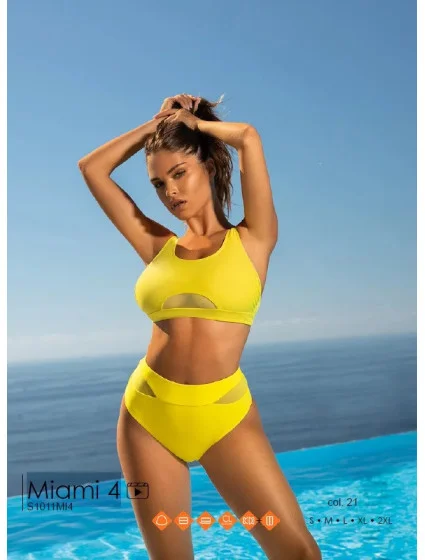 Dámské dvoudílné plavky S1011MI4-21 Miami 4 žlutá - Self Dámské dvoudílné plavky S1011MI4-21 Miami 4 žlutá - Self