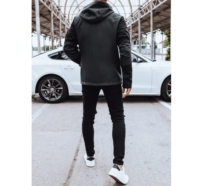 Pánský softshell s kapucí tmavě šedý FashionStreet TX4468