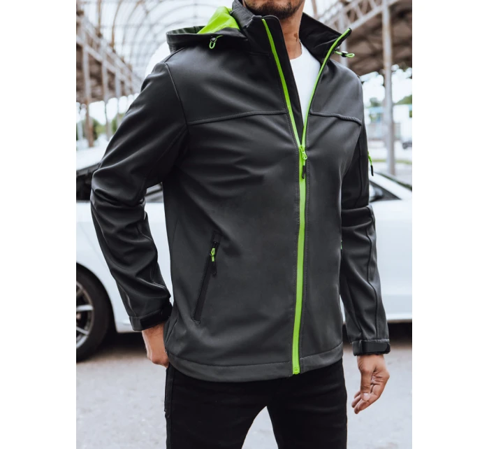 Pánská softshellová bunda s kapucí tmavě šedá FashionStreet TX4472