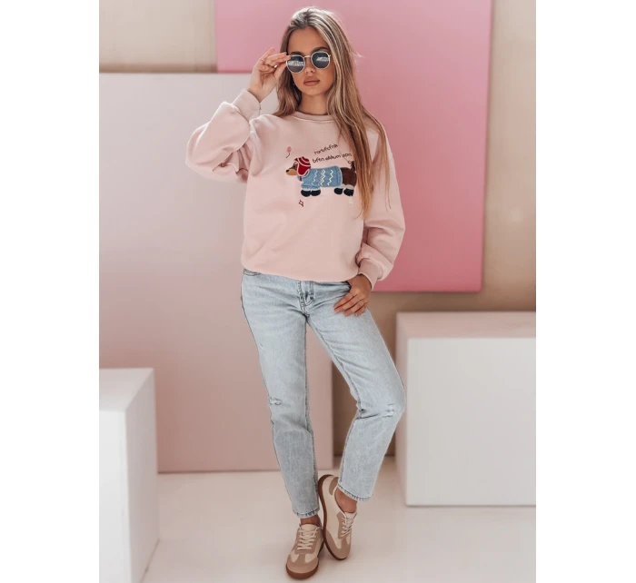Dámská oversize mikina s výšivkou DOGSWEETY růžová FashionStreet BY1482 Dámská oversize mikina s výšivkou DOGSWEETY růžová FashionStreet BY1482