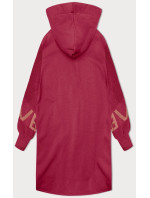 Tmavě růžový teplákový přehoz přes oblečení se svetrovými rukávy (5759)