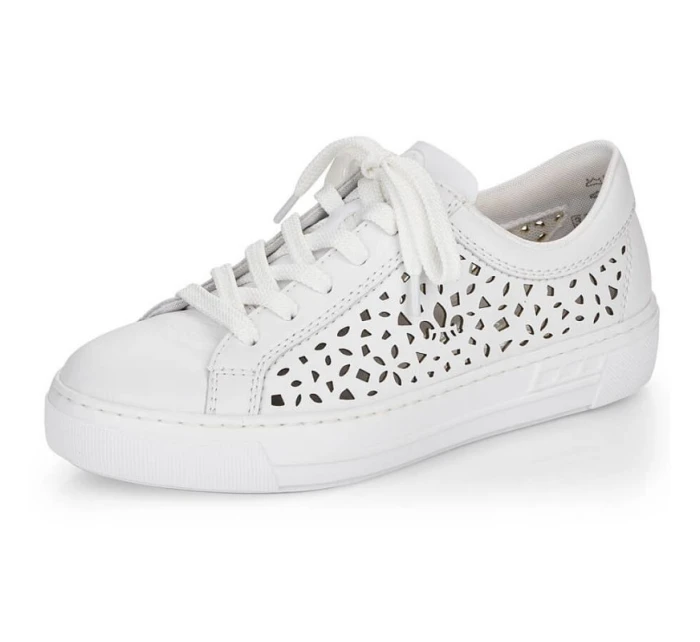 Skórzane buty W białe model 22018131 - Rieker