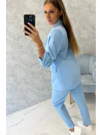Elegantní souprava saka a kalhot modré barvy