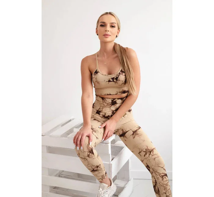 Fitness set top+ legíny push up velbloud Fitness set top+ legíny push up velbloud