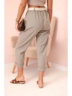 Dámské model 21219997 kalhoty s bavlnou a páskem fango - K-Fashion