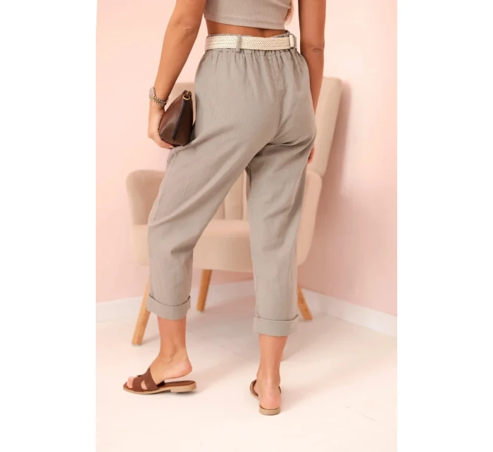 Dámské model 21219997 kalhoty s bavlnou a páskem fango - K-Fashion