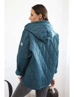 Dámská prošívaná bunda s kapucí mořská
