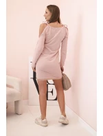 Dámské šaty s 3/4 rukávy a krajkou na zádech fango