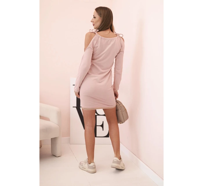 Dámské šaty s 3/4 rukávy a krajkou na zádech fango