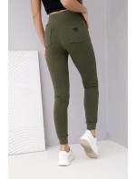 Dámské teplákové kalhoty s vysokým pasem a šňůrkou khaki Dámské teplákové kalhoty s vysokým pasem a šňůrkou khaki