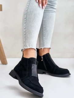 Semišové Nízké Boty Na Plochém Podpatku Zateplené D&A JC42-23 Černé