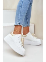 Dámské Tenisky Na Platformě S Ozdobami Bílo-Zlaté Lerissna Dámské Tenisky Na Platformě S Ozdobami Bílo-Zlaté Lerissna