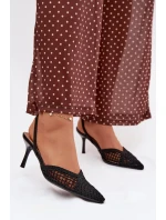 Sandály z pleteniny na podpatku Černé Hanelis