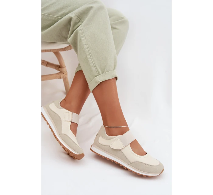 Sportovní dámské polobotky na suchý zip Béžové model 22026561 - EVENTO