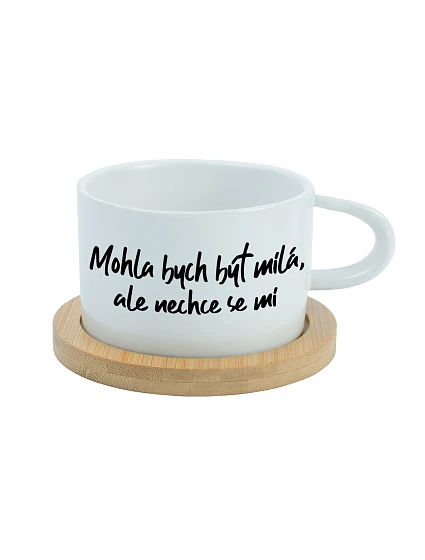 MOHLA BYCH BÝT MILÁ, ALE NECHCE SE MI - bílý hrníček makronka 200 ml MOHLA BYCH BÝT MILÁ, ALE NECHCE SE MI - bílý hrníček makronka 200 ml