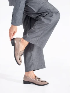 Exkluzívní dámské mokasíny hnědé na širokém podpatku