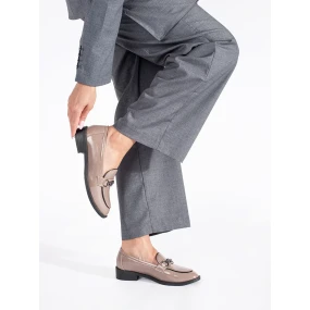 Exkluzívní dámské  mokasíny hnědé na širokém podpatku