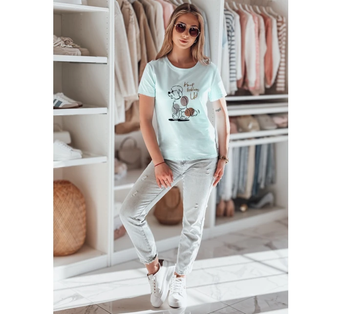 Dámské modré tričko LUMIFIT s pudlem FashionStreet RY2737 Dámské modré tričko LUMIFIT s pudlem FashionStreet RY2737