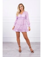 Šaty s ozdobnými volánky fialové