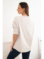 Dámská bavlněná blůza s dlouhým rukávem a srdíčky béžový