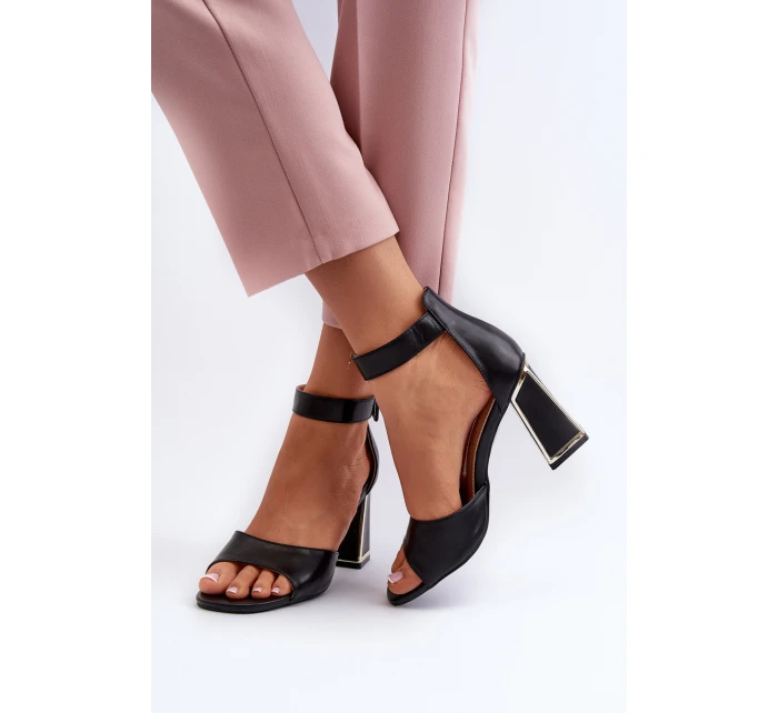 Elegantní černé dámské sandály na podpatku Rosazara