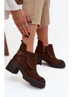 Kozačky z přírodního semiše zateplené model 21744786 čokoládové - Zazoo