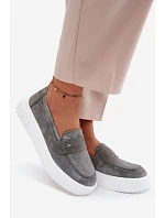 Kožené Semišové Polobotky Dámské Na Platformě Vkládací Vinceza 93218 Tmavě Šedé