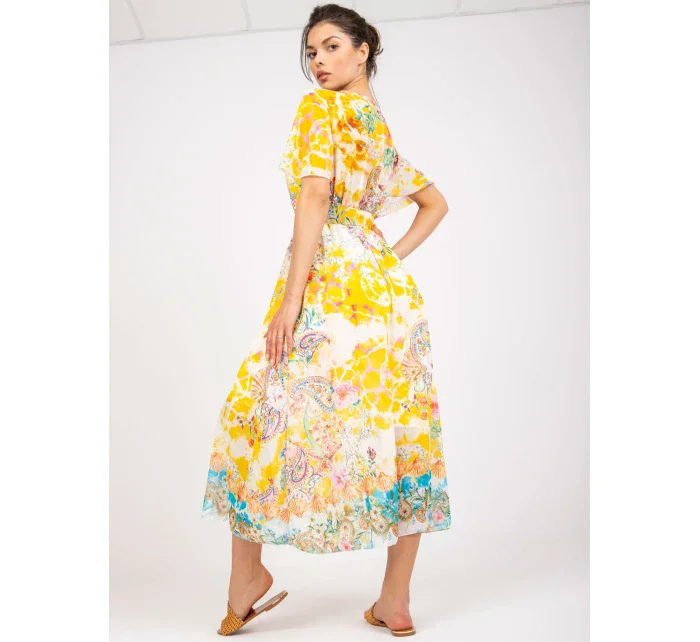 Šaty DHJ SK 15967 1.01P bílá a žlutá