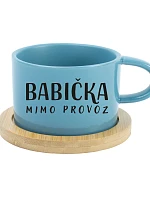 BABIČKA MIMO PROVOZ - modrý hrníček makronka 200 ml