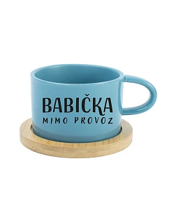 BABIČKA MIMO PROVOZ - modrý hrníček makronka 200 ml