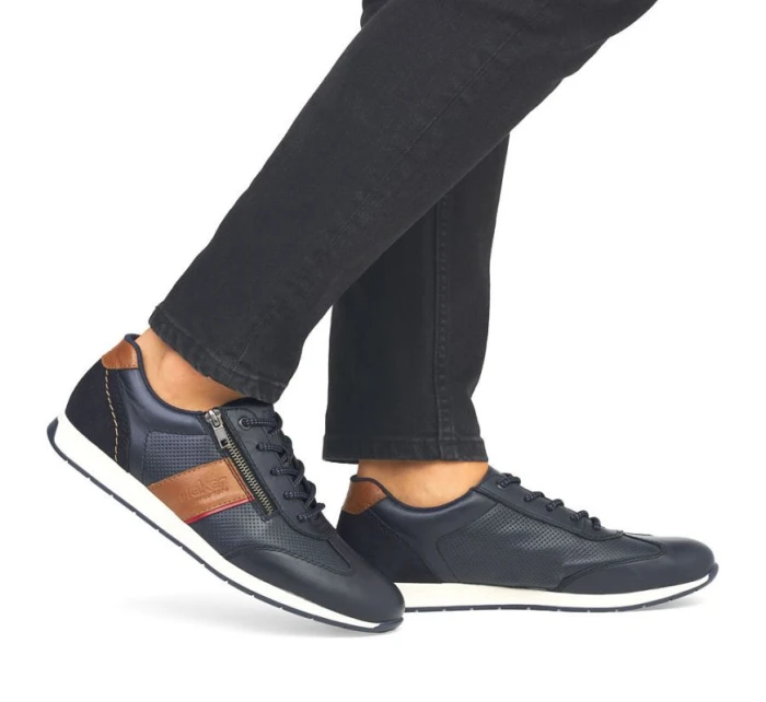 Pánské pohodlné kožené polobotky Rieker v tmavě modré barvě 11927-14