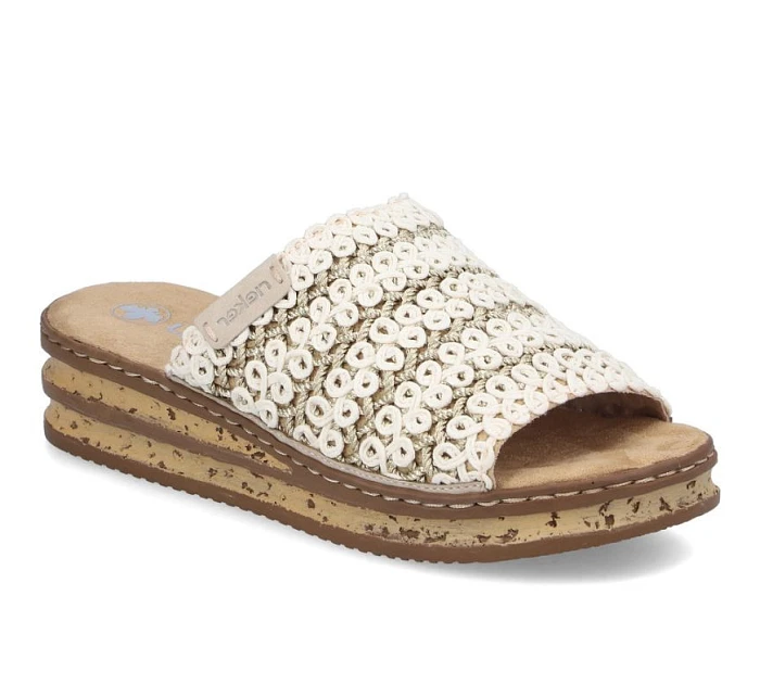 Dámské žabky na podpatku béžové Rieker 629X8-60