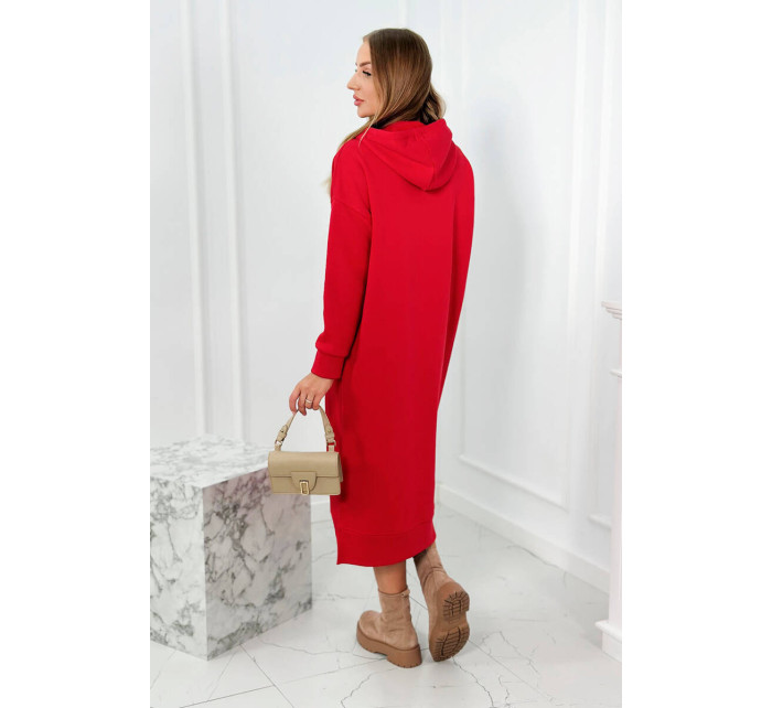 Dlouhé šaty s kapucí červený