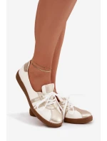 Dámské kožené polobotky typu barefoot Zazoo – bílo-zlaté