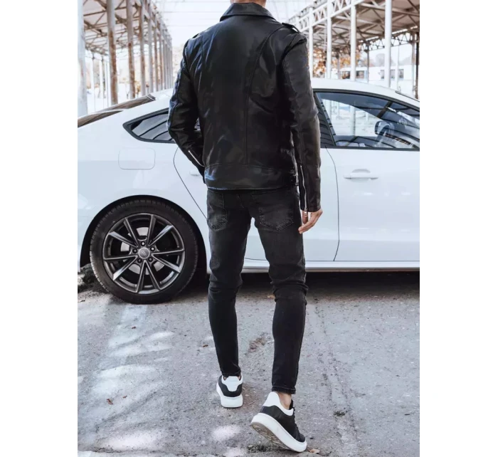 Pánská kožená bunda černá FashionStreet TX4276 Pánská kožená bunda černá FashionStreet TX4276