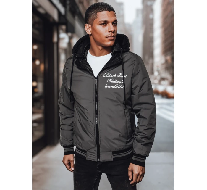 Pánská oboustranná bunda s kapucí černá FashionStreet TX4951 Pánská oboustranná bunda s kapucí černá FashionStreet TX4951