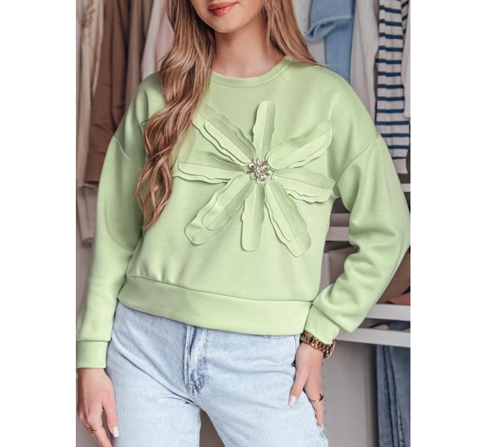 Dámská oversize mikina s květinami PETITKA mint FashionStreet BY1389
