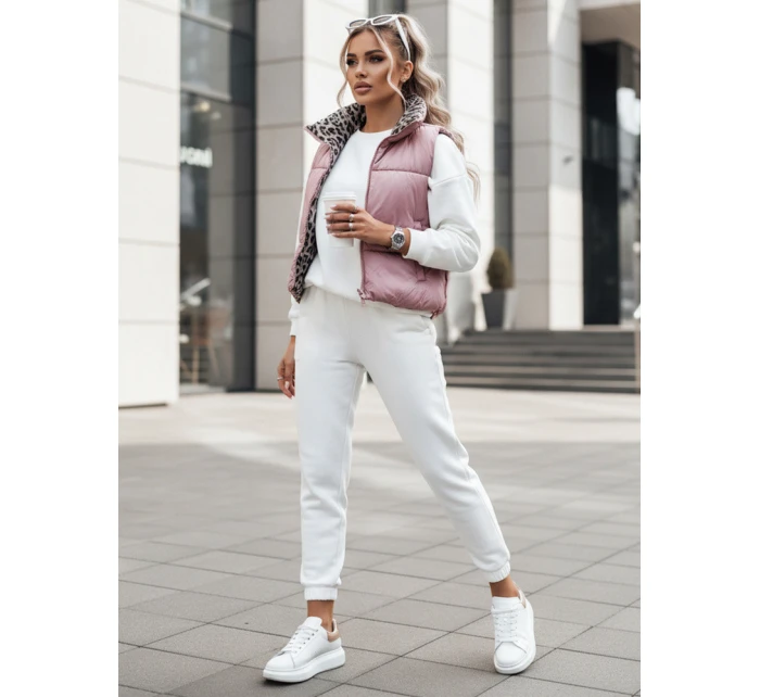 Dámská přechodná krátká prošívaná dvoucestná růžová vesta LEOVELLA FashionStreet TY5492