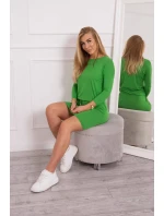 Světle zelené viskózové šaty s vázáním v pase